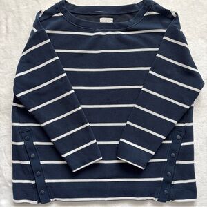 Lou & Grey Pullover Womens XL Blue White Nautical Striped Comfy Soft Coastal